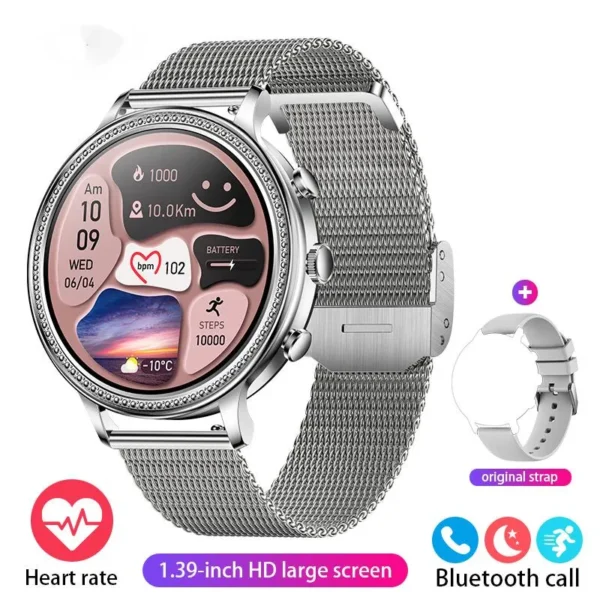 Relógios feminino inteligentes de luxo, período fisiológico feminino Smartwatch, monitoramento de freqüência cardíaca, Bluetooth Call, brinde esportivo, 2023 - Image 5