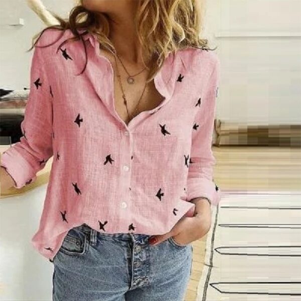 Camisas feminina de manga comprida com lapela, camisa extragrande solta, camisas brancas amarelas de lazer, blusas femininas, outono - Image 17