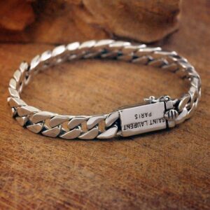 Pulseiras masculina, prata 925, retro simples, punk nu pulseira tank whip chain