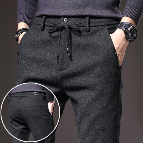 Calças masculina reta Plus Fleece Thicken Men's Casual Sport, Streetwear Moda Outono Inverno, Sólida Completa - Image 12