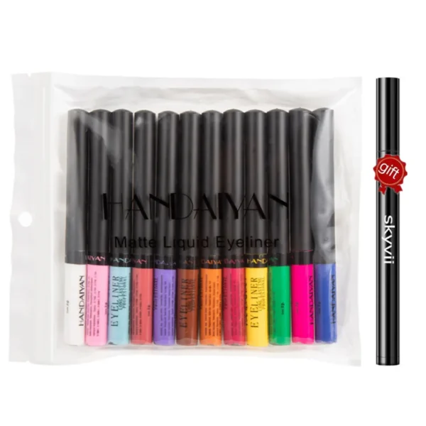 Sombras líquida Impermeável, Eyeliner Pen Set ( caneta ), de longa duração, fosco colorido Eye Liner, Quick Dry cosméticos, branco, forro verde, 12 cores - Image 20