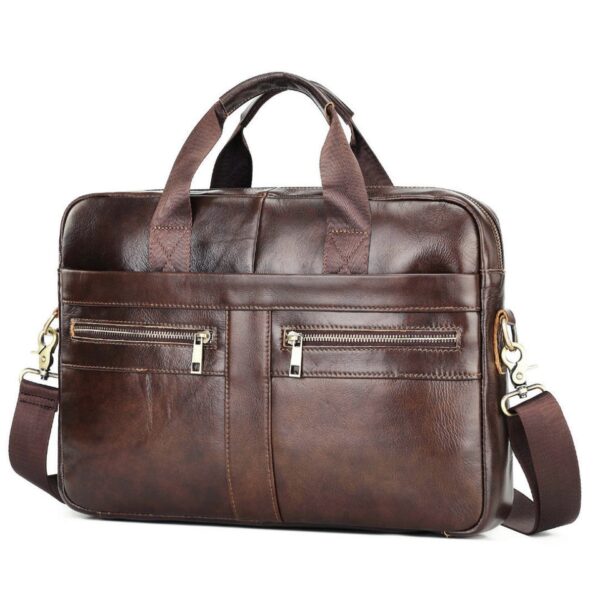 Bolsas casuais de couro genuíno, sacos para laptop, sacos masculinos de viagem de negócios, bolsa de ombro masculina - Image 9