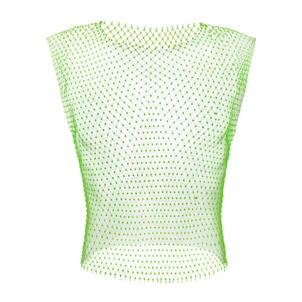 Camisetas masculina sem manga, arrastão, CLEVER MENMODE, Sexy Tank Tops, Strass Brilhante See-Through Colete Oco, Sem Mangas T-Shirt, Transparente - Image 5
