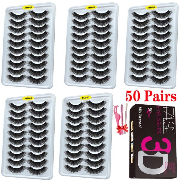 Cílios dramáticos naturais longos Mb, 3d vison, wispies cílios extensão olho, beleza, postiços conjunto falso, 50 pares - Image 27