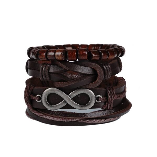 Pulseiras masculina vintage de couro multicamadas, caveira gótica, metal estrela - Image 6