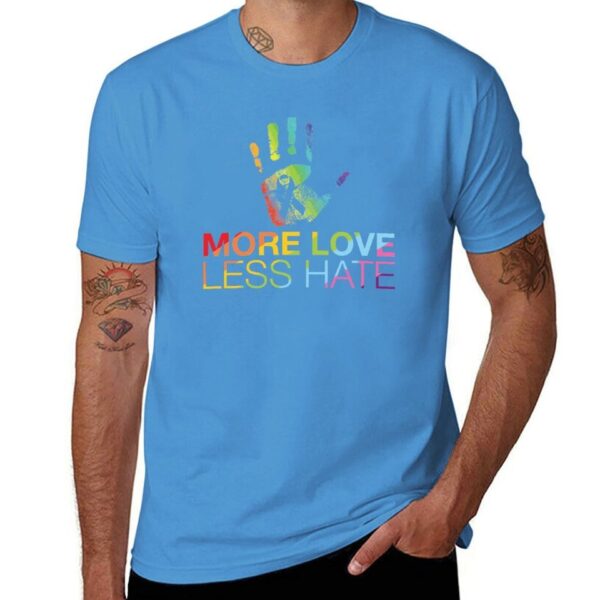 Camisetas masculina LGBTQ, More Love Less Hate, camisetas brancas roupas vintage, t-shirts - Image 5