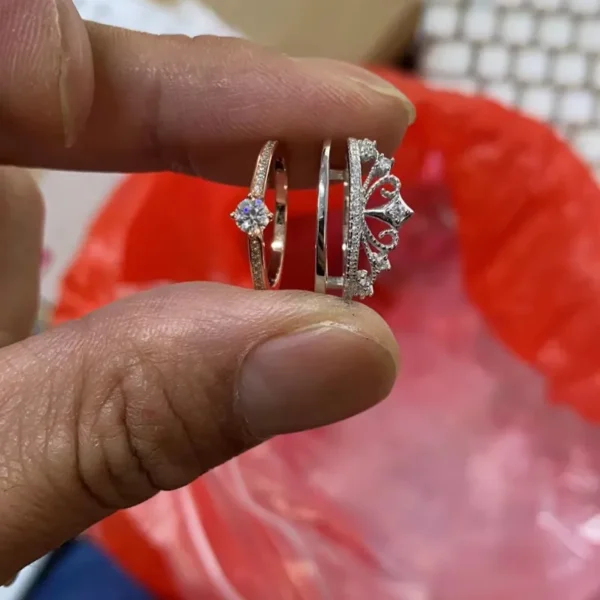 Anéis feminino,Moissanite Diamante, Anéis de Noiva, S925 Sterling Silver, Duplo Cor, 2 em 1 Jóias Finas, Luxuoso, 0.3ct - Image 6