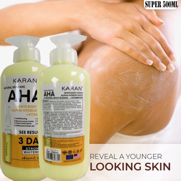 Loção corporal hidratante, 500ml,  clareamento loção corporal ácidos hidroxi alfa + vitamina c, clareamento da pele da loção do creme do corpo - Image 2