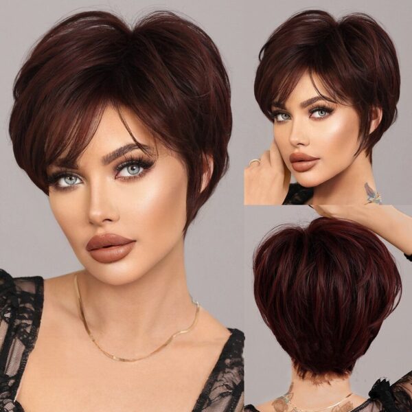 Perucas sintética curta com Franja, cabelo de simulação alta, couro cabeludo alto, branco, dourado e loiro, perucas de cabelo, vários estilos - Image 7
