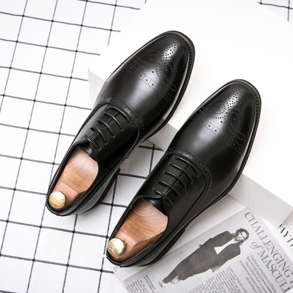 Sapatos masculino Oxfords, marrom, preto, PU Office Brogue Dress Shoes - Image 17