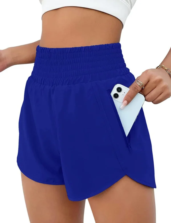 Shorts feminino de cintura alta, bolsos com zíper, treino atlético, shorts de ginástica com forro - Image 8
