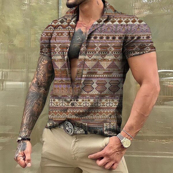 Camisas masculina havaiana de manga curta, roupas vintage extragrandes, estilo étnico, camisas estampadas, streetwear casual, tops soltos Dazn - Image 27