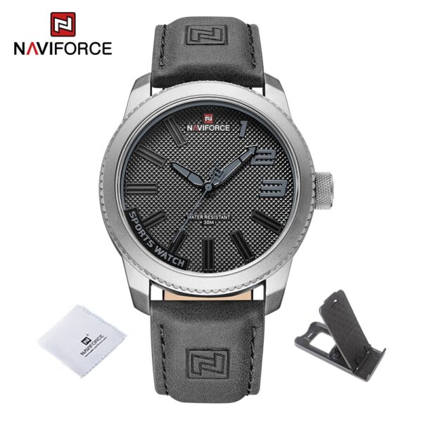 Relógio de pulso militar Naviforce, esportes anti-choque pulseira de couro à prova d água, moda relógio verde, de quartzo, de pulso. - Image 6