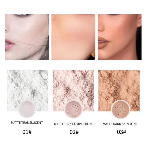 Pó facial mineral translúcido, Loose Powder Setting, Shrink Pore Impermeável Matte Finish Maquiagem Cosméticos Long-Last Oil Control - Image 3