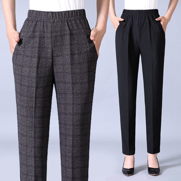 Calças feminina casual lápis xadrez, moda coreana, roupas de streetwear, cintura alta, calça reta, quente, outono, inverno