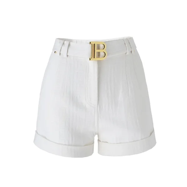Shorts feminino jeans lavados com cinto, calça jeans de qualidade, textura rosa, estilo casual, opção de 6 cores - Image 8
