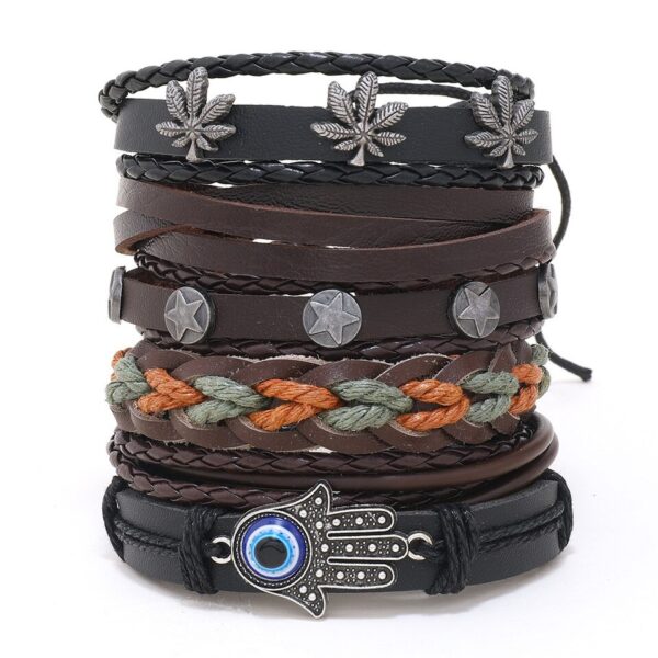 Pulseira couro ajustável, moda viking, mão, pulseiras tecido crânio, jóias ajustável conjunto - Image 42