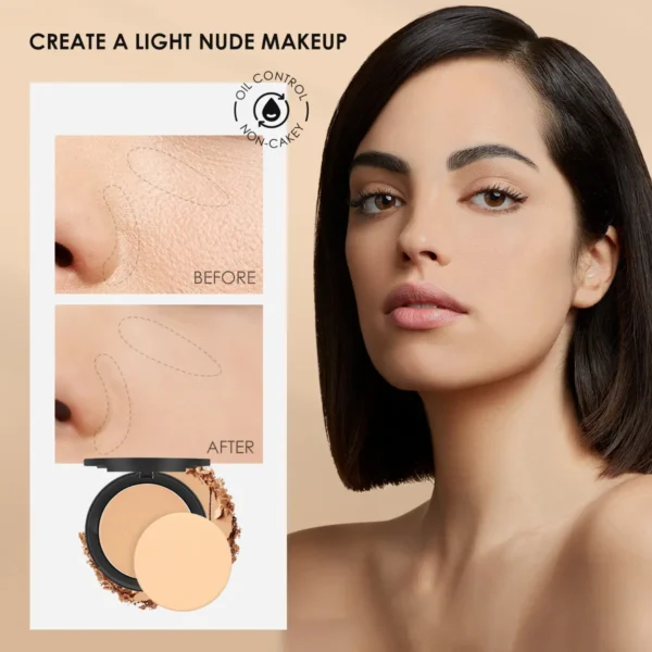 Pó facial prensado à prova d'água, Focallure, maquiagem de longa duração, cobertura total para o rosto, pó compacto, cosméticos base, 9 cores - Image 5