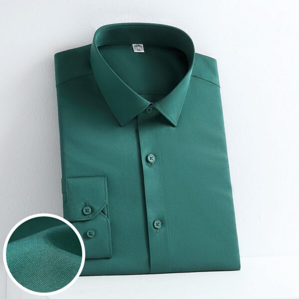 Camisas masculina em fibra de bambu, slim fit, manga comprida, sem ferro, fácil cuidado, formal, roxa, nova, 2023 - Image 17