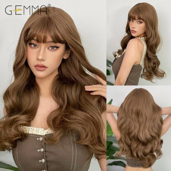 Peruca sintética longa ondulada cosplay GEMMA com Franja, peruca de cabelo natural para mulheres brancas, festa, resistente ao calor, rosa claro - Image 32