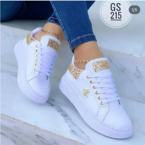 Sapatos feminino plataforma casual, tênis com cadarço redondo, sapatos de couro vulcanizado, decoração de borboleta, moda feminina - Image 8