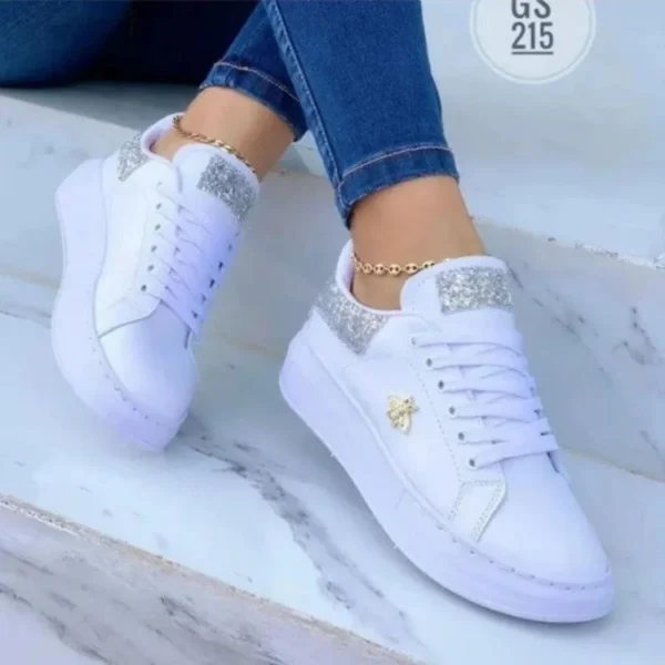 Sapatos feminino plataforma casual, tênis com cadarço redondo, sapatos de couro vulcanizado, decoração de borboleta, moda feminina - Image 10