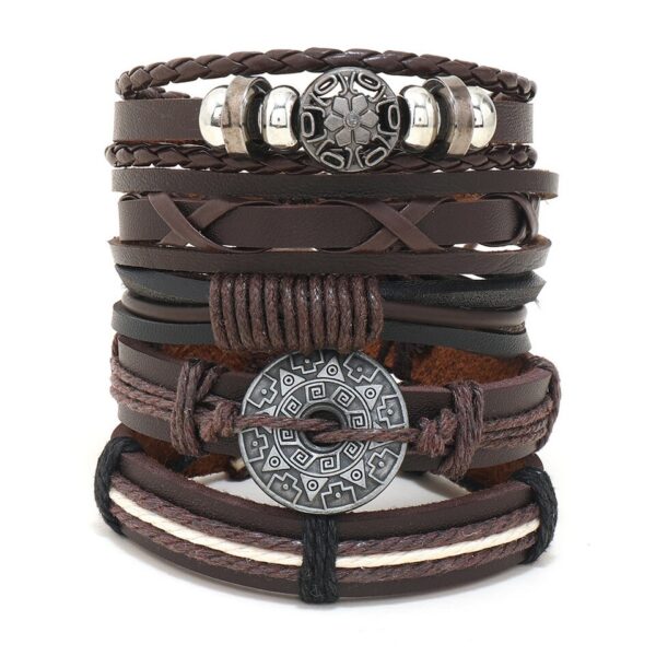 Pulseira couro ajustável, moda viking, mão, pulseiras tecido crânio, jóias ajustável conjunto - Image 24