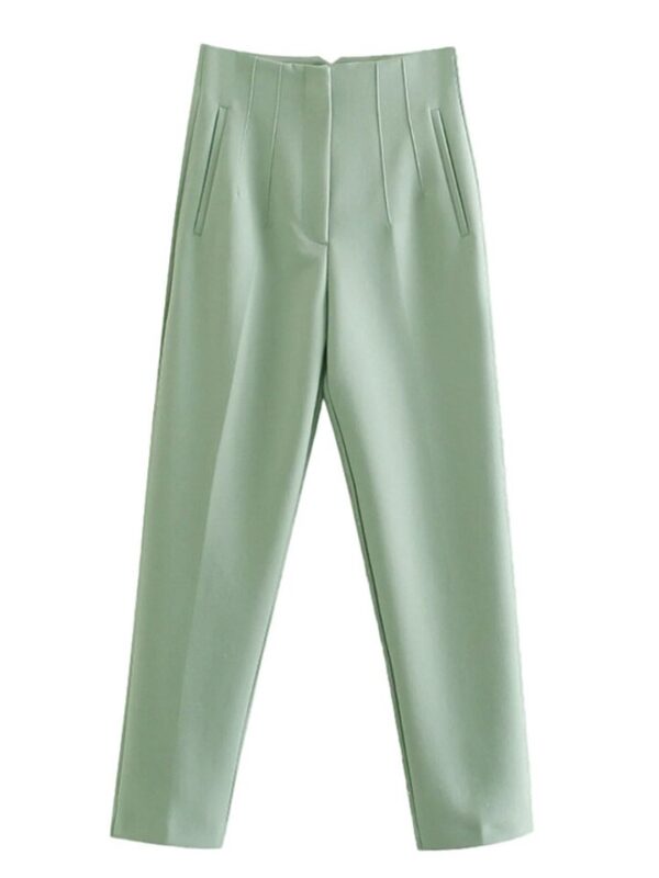 Calças feminina cintura alta, Pai Rann, elegantes e casuais, bege, calças justas femininas, moda, primavera - Image 23
