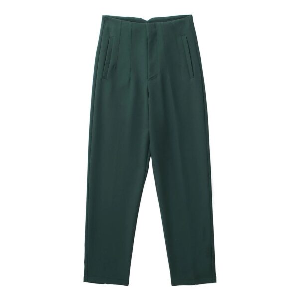Calças feminina reta, KONDALA-moda chique, roupas de escritório, vintage, cintura alta, com zíper, 2023 - Image 37