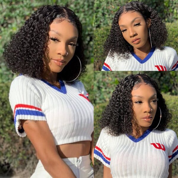 Perucas Curta Bob Lace Frontal, cabelo humano, 13x4, onda profunda, 180 Densidade - Image 3