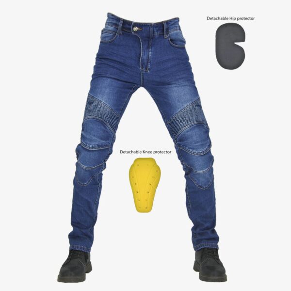 Calças masculina Jeans resistente a queda para motocicletas, com engrenagem de joelho quadril, jeans clássico ao ar livre, verão PK719 - Image 9