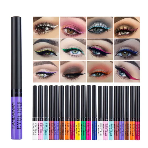 Sombras líquida Impermeável, Eyeliner Pen Set ( caneta ), de longa duração, fosco colorido Eye Liner, Quick Dry cosméticos, branco, forro verde, 12 cores - Image 4
