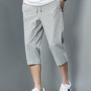 Bermudas masculina em algodão respirável, Sweatshorts, calções largos, calções casuais, bolsos com zíper, roupas esportivas, treino, plus size, 8XL, verão