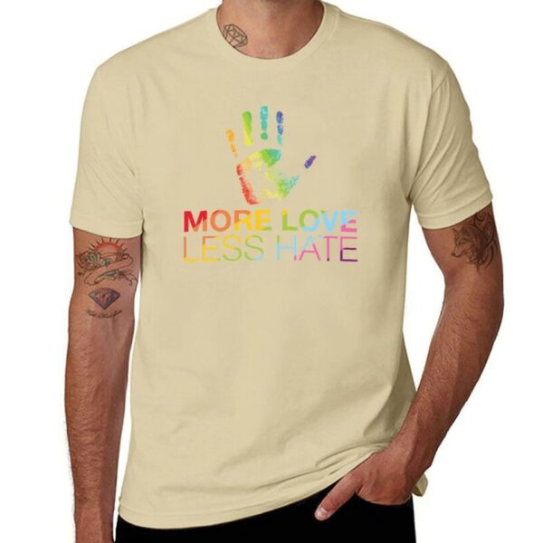 Camisetas masculina LGBTQ, More Love Less Hate, camisetas brancas roupas vintage, t-shirts - Image 7