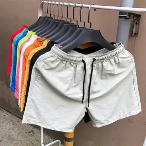 Shorts masculino impermeáveis, calção de praia, esportes de corrida, calça curta casual fitness, verão, 2023