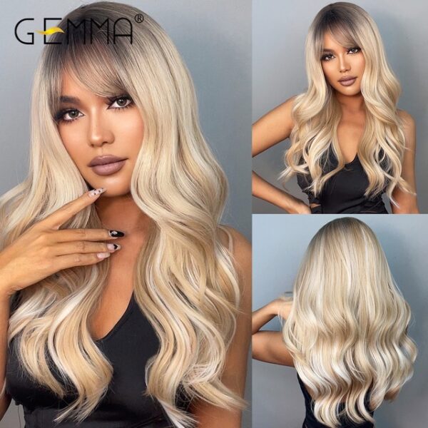 Peruca sintética longa ondulada cosplay GEMMA com Franja, peruca de cabelo natural para mulheres brancas, festa, resistente ao calor, rosa claro - Image 10