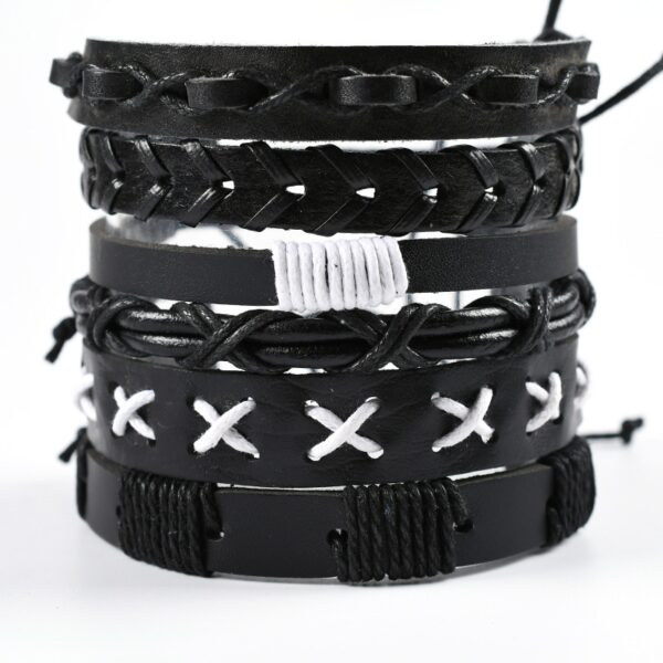 Pulseira couro ajustável, moda viking, mão, pulseiras tecido crânio, jóias ajustável conjunto - Image 12