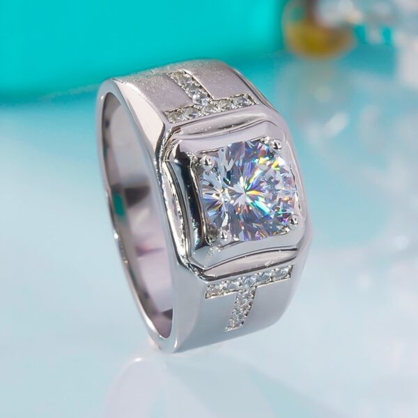 Anéis masculino, Qinhuan moissanite, s925 prata esterlina 18k branco banhado a ouro, jóias finas anel de luxo - Image 6