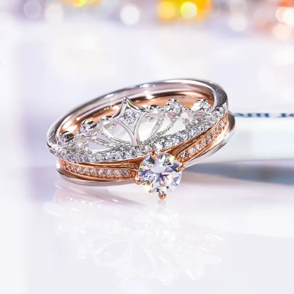 Anéis feminino, nova Coroa Moissanite Set Anel S925, Sterling Silver, Rose Banhado A Ouro, Fine Jewelry Noivado, Presente, 2023 - Image 7