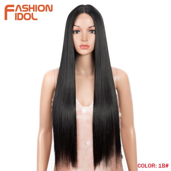 Peruca dianteira, moda ídolo cabelo sintético, do laço 30 Polegada peruca reta arco-íris colorido azul cosplay peruca resistente ao calor - Image 8