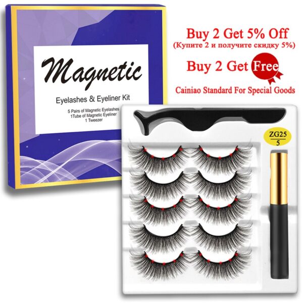 Cílios magnéticos, MB,  Set com pinças Eyeliner, cílios 3D Mink, cílios falsos naturais, Magnetique, 5 pares, Novo - Image 8