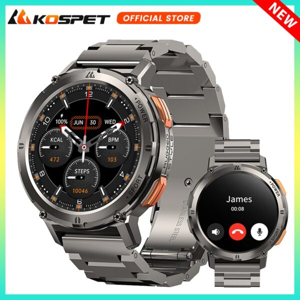 Relógio eletrônico inteligente 2023 KOSPET TANK T2 Smartwatch Ultra, Smartwatch AMOLED, Voz AI, Chamada Bluetooth, Rastreador De Fitness, Original,  digitais originais