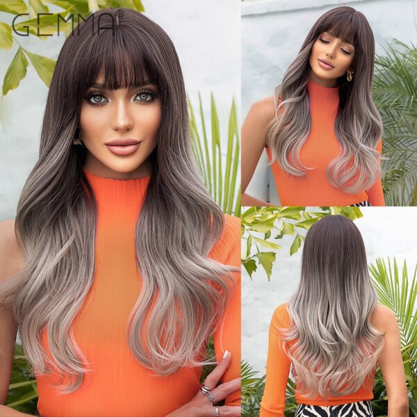 Peruca sintética longa ondulada cosplay GEMMA com Franja, peruca de cabelo natural para mulheres brancas, festa, resistente ao calor, rosa claro - Image 34