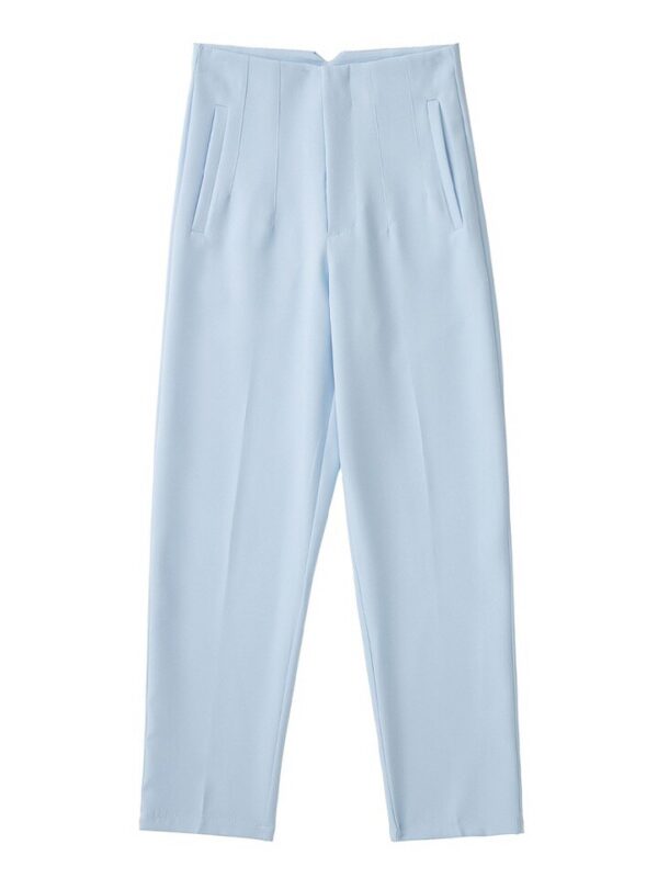 Calças feminina cintura alta, Pai Rann, elegantes e casuais, bege, calças justas femininas, moda, primavera - Image 5
