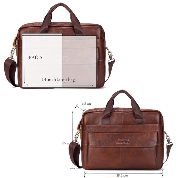 Bolsas casuais de couro genuíno, sacos para laptop, sacos masculinos de viagem de negócios, bolsa de ombro masculina - Image 8