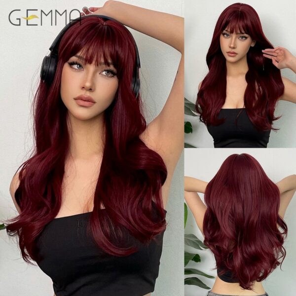 Peruca sintética longa ondulada cosplay GEMMA com Franja, peruca de cabelo natural para mulheres brancas, festa, resistente ao calor, rosa claro - Image 19