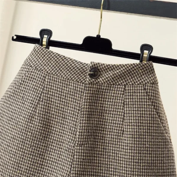 Shorts feminino, Houndstooth, Cintura Alta, Perna Larga, Botas, Lã, Roupa de Inverno, Novo, Outono - Image 5