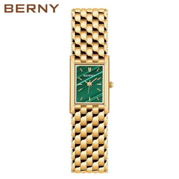 Relógio de pulso de ouro para mulher luxo retângulo, de quartzo dourado aço inoxidável senhoras relógios montre femme - Image 8