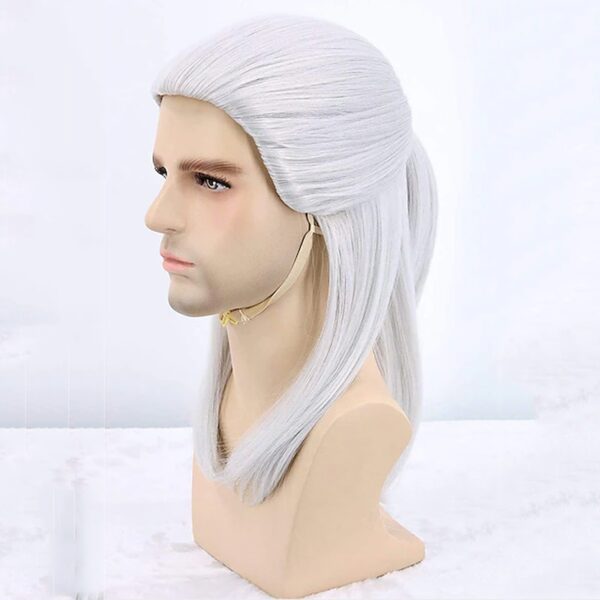 Perucas longa reta, HAIRJOY, Prata Branco Geralt de Rivia Cosplay, Traje Sintético Cabelo Calor Fibra Resistente - Image 7
