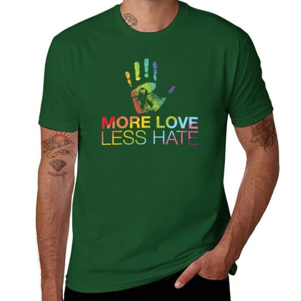 Camisetas masculina LGBTQ, More Love Less Hate, camisetas brancas roupas vintage, t-shirts - Image 6